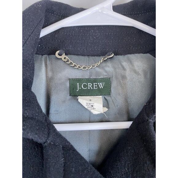 J Crew Sz S Black Stadium Cloth Double Breasted Majesty Peacoat Wool Blend - Picture 3 of 10